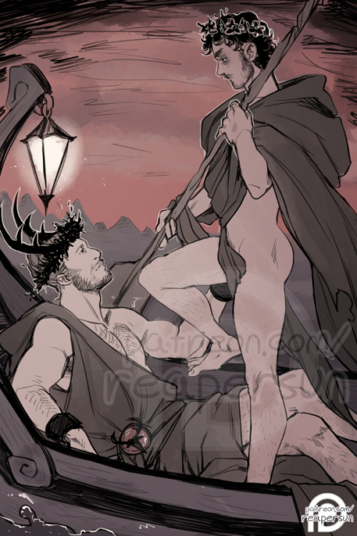 Support me on Patreon => Reapersun on PatreonPrompt: @sassydoctor9: Anyone… ferryman of Hades (gives passage over styx)An AU where Will is Charon, ferryman of the dead over the river Styx,  and Hades!Hannibal has a thing for scruffy antisocial