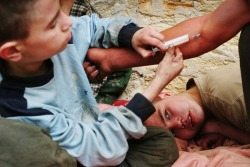  Boy aged 12 injects a self made drug based on ephedrine known as ‘baltushka’ into his friend - June 17, 2006  By Michal Novotný 