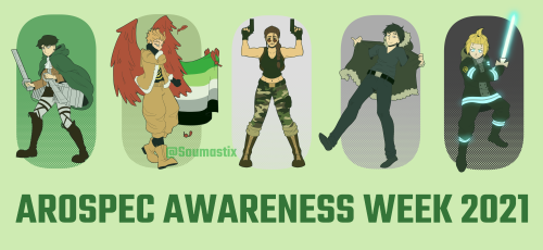 Happy Aro-Spec Awareness Week!!!To celebrate, I wanted to draw five Aro-coded characters that no one