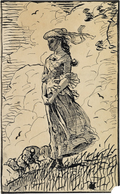 Swanngalleries:  A Wonderful Find, This Winslow Homer Pen And Ink Study Entitled