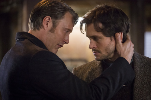 nbchannibal:It’s complicated.#Hannibal Lecter in the heat of the moment grabs Will#Pulling him close