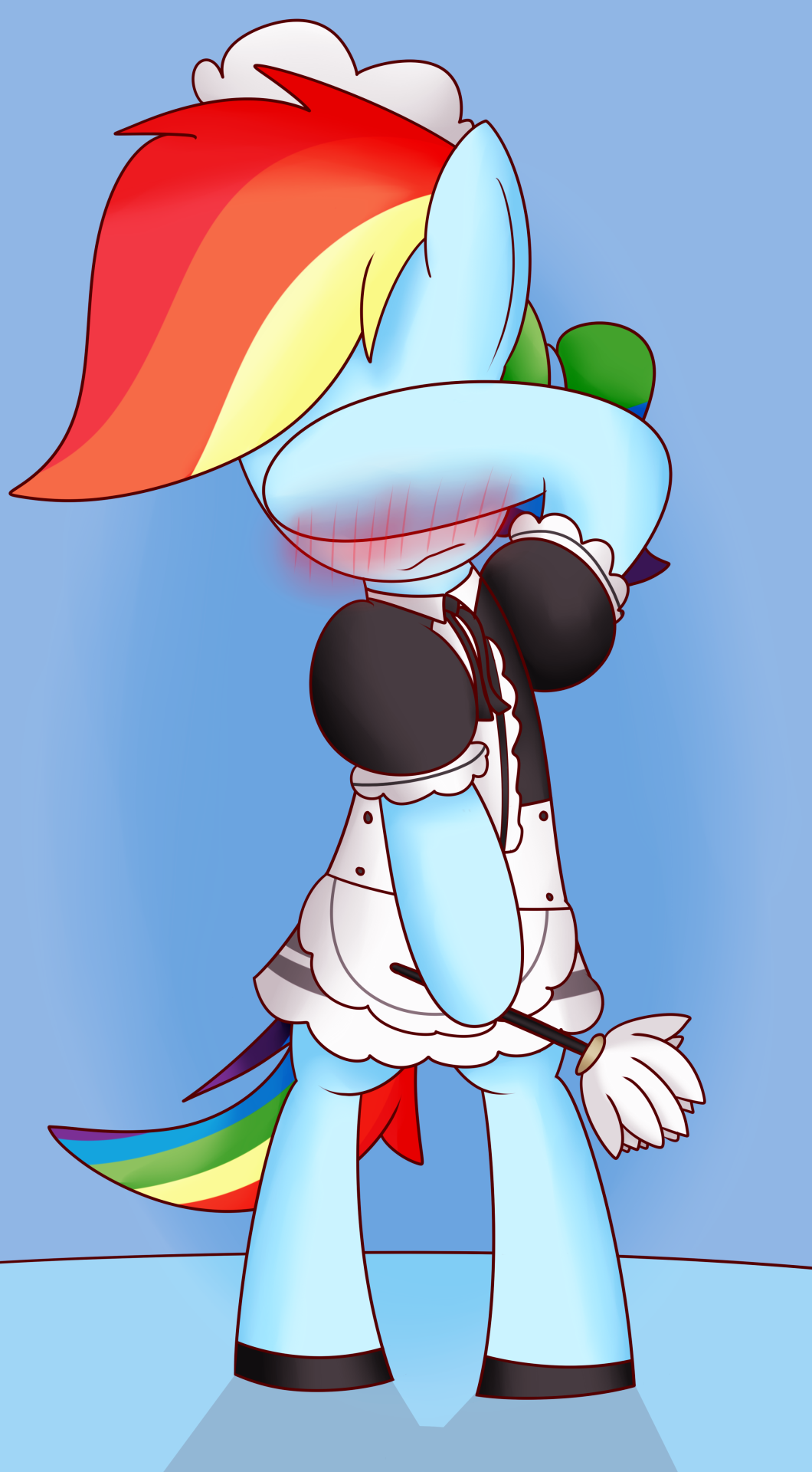 dr-halls-secret-laboratory:  Rainbow Dash being shy in a maid outfit. Wait, you saw