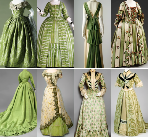 trebled-negrita-princess:  ceruleancynic:  warpaintpeggy:  some of my favorite vintage dresses        ↳  green  these are gorgeous  aaaaaand at least one of them was dyed with an arsenic compound one of these days i’m gonna have to write