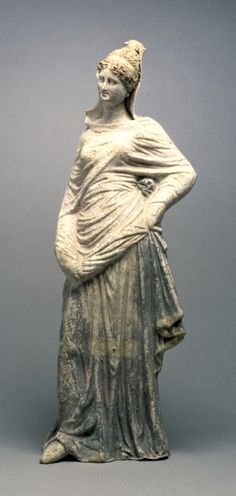 3rd century BCE, Hellenistic, terracotta with white slip, traces of paint and gilt