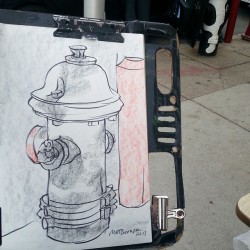 Doing caricatures at Dairy Delight! The hydrant became my model somehow. This has been my favorite ice cream place since forever,  I&rsquo;ve been coming here since i was born. Ink and artstix on paper, 12&quot;x18&quot; #pentelbrushpen #ink #artstix