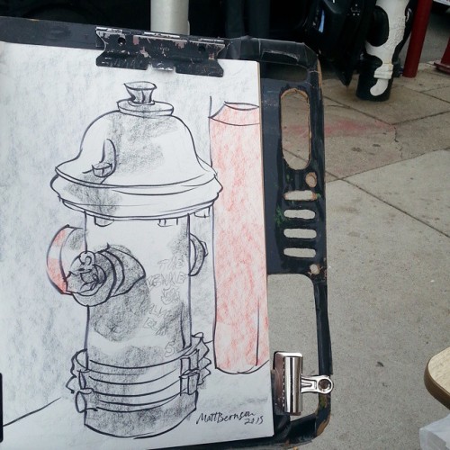 Doing caricatures at Dairy Delight! The hydrant became my model somehow. This has been my favorite ice cream place since forever,  I’ve been coming here since i was born. Ink and artstix on paper, 12"x18" #pentelbrushpen #ink #artstix