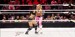 bellatwins-blog1:  AJ Lee on Raw 12/02/2013  I love how AJ just skipped off her loose,