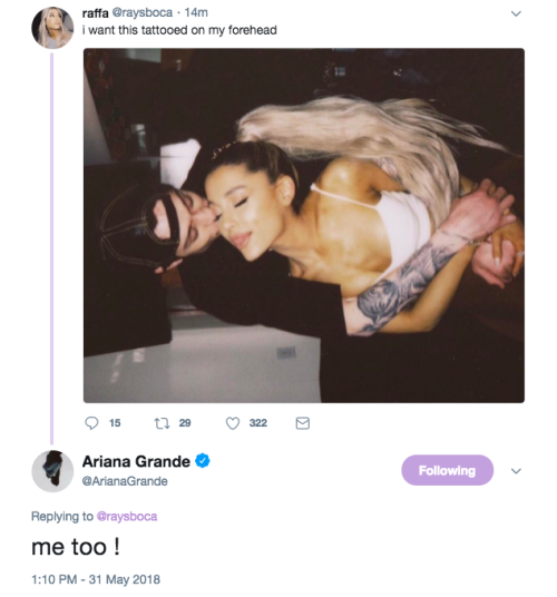 arianagrandesource:May 31st: Ariana via Twitter