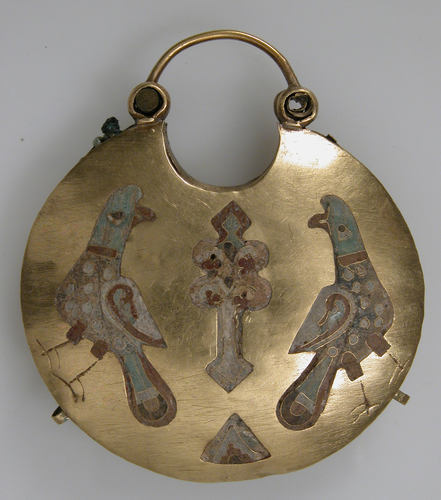 One of a Pair of Temple Pendants, with Two Birds Flanking a Tree of Life (front) and Leaf and Rosett