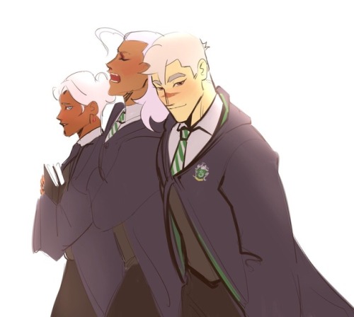 juno8482:Hogwarts AU where Shiro Allura And Lotor are in Slytherin house and Keith Lance Hunk are in