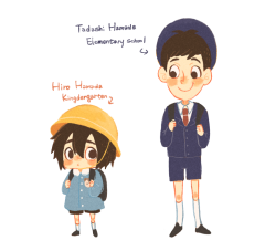 chikufanart:  babe Hiro and Tadashiwhen Hiro first time go to kindergarten XD