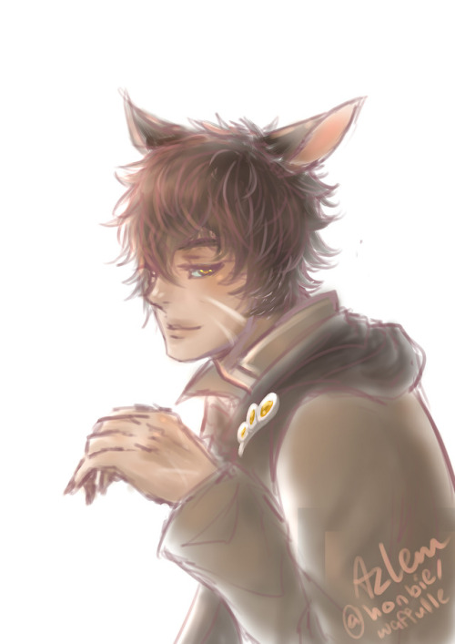 suicidetoro: A lil doodle of @honbie‘s Miqo’te son, Azlem! He’s so cute?!! ;;w; I 