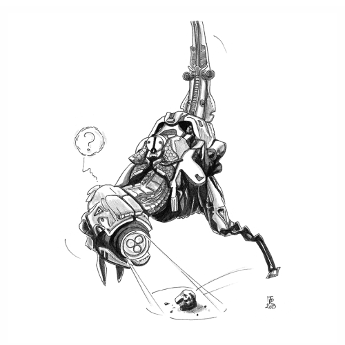 I’m reposting my Horizon Inktobers from last year, N° 4, 2, 3, 1.Aloy riding a belowback (freeze), F