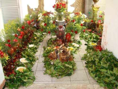 Offerings to Orishas, Candomblé temple, Brazil