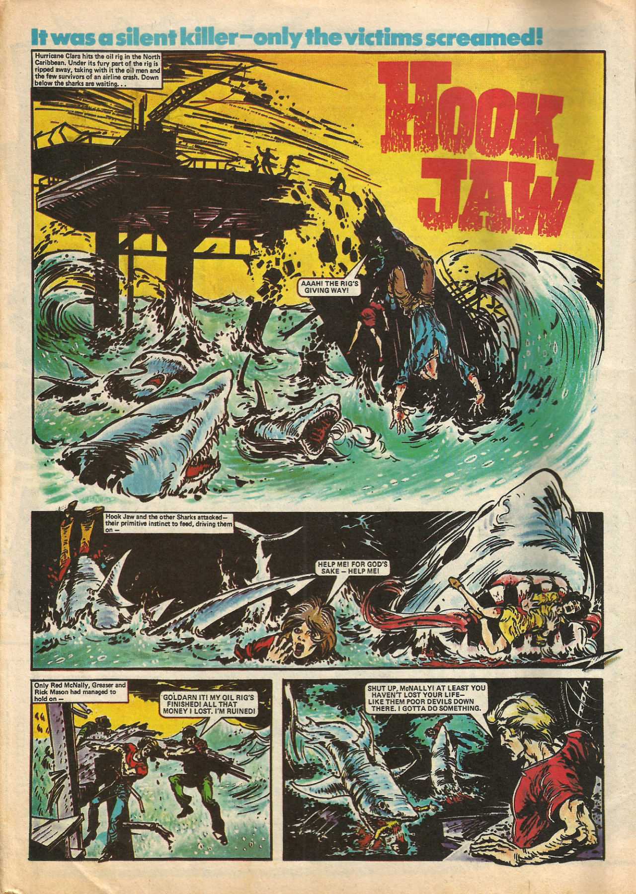 Hook Jaw, from Action comic 10th April, 1976. (IPC Magazines).From 30th Century Comics,