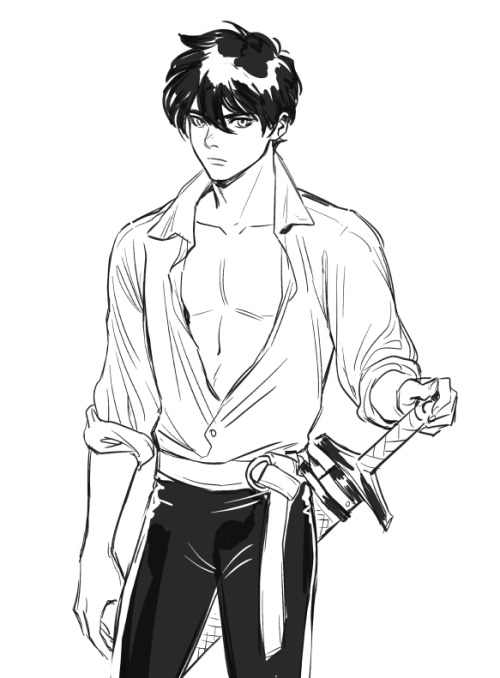 Some Drawings Of Hunky Male Lead Heero For @thaiteaaddicts Isekai AU