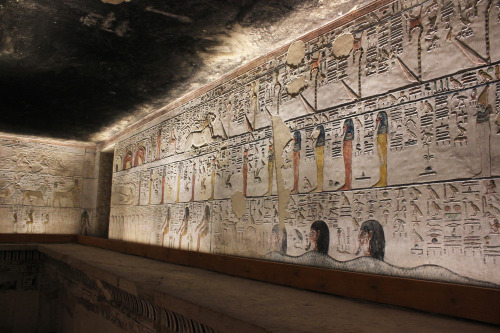 ancient-egypts-secrets:  Images from the tomb of Seti I (known by Egyptologists as KV17) Valley of the Kings, Egypt. Discovered in 1817 by Giovanni Belzoni.  The longest (at more than 120 meters), deepest and most completely finished tomb in the Valley