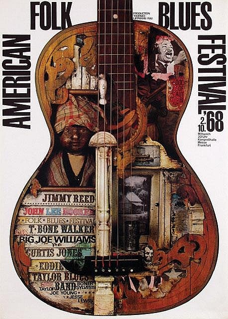 Günther Kieser, poster for American Folk Blues Festival, 1968 Since 1962 Kieser worked primarily for