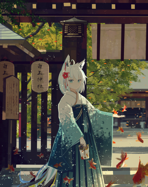 Shirakami Shrine | 白神神社Shirakami Fubuki 白上フブキHotaru Shiraishi 白石ほたる (art)