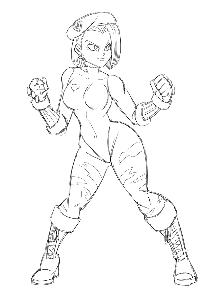   Anonymous said: Can you draw android 18 in a cosplay of cammy from street fighter