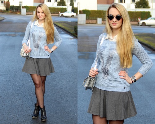 V-Sweater &amp; Basic Blouse (by Vivien S.) Fashionmylegs- Daily fashion from around the webBlog