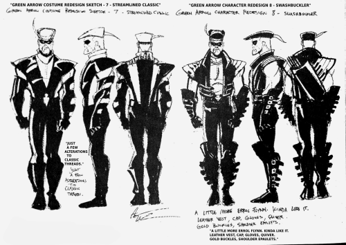 Unused Green Arrow Costume Designs by Phil Hester and Ande Parks from the Green Arrow: Sounds of Vio