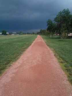 It was very dark and stormy looking so I waited five minutes and it cleared up for our walk lol. 