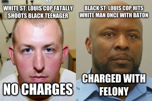 luxbalder:  *Correction: both victims were black, but the point still stands that a black officer was charged with a felony while the white officer walks for killing an unarmed teenager.