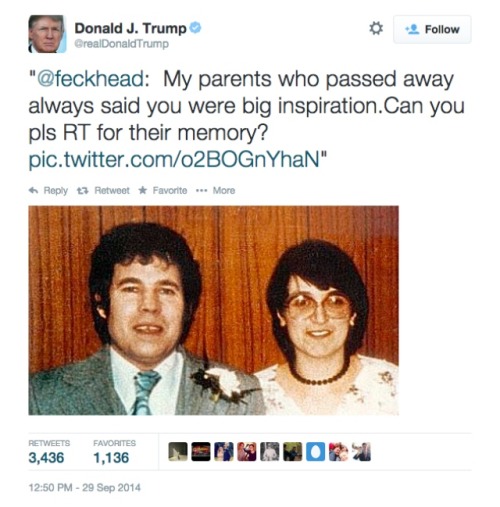 bettierotten:Donald Trump retweets a photo of serial killer couple, Fred and Rosemary West, believin