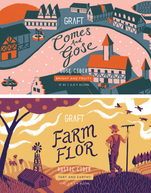 “Comes and Gose” and “Farm Flor” can labels for Graft Cider