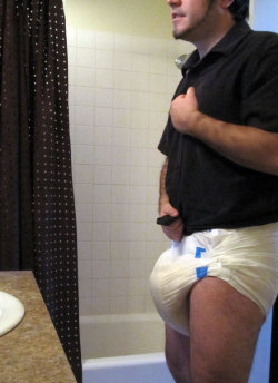 padded-aussie:  thelittlebro:  kinkywiddlemind:  I think someone’s excited to be in thick diapers. Maybe they should be even thicker  Not sure if he is hard, or the diaper is already that thick!  Unf…. 