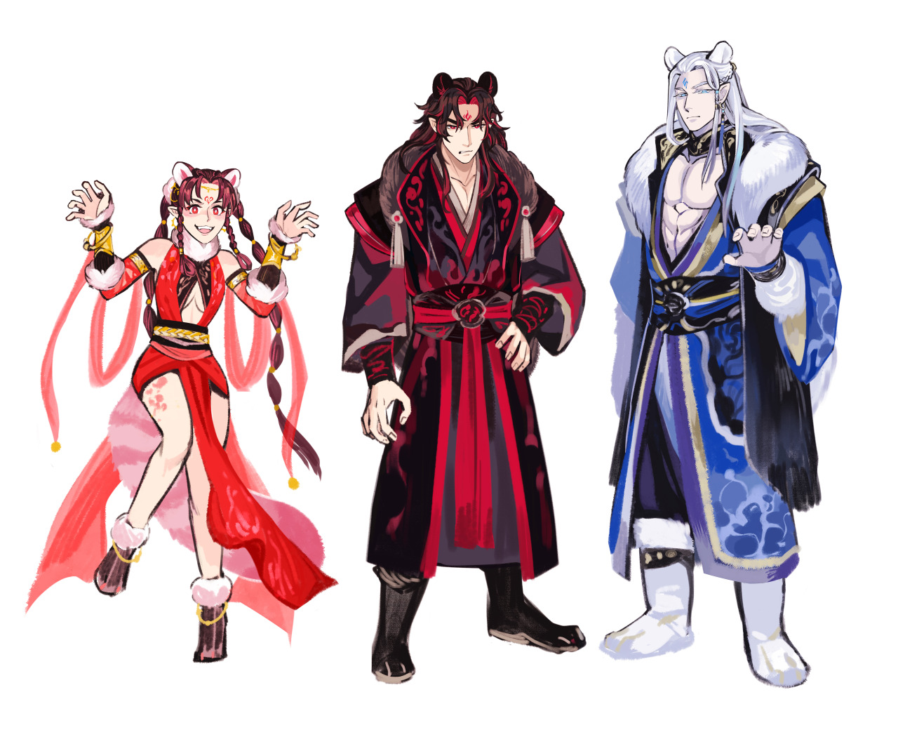 beware of bears #Luo Binghe#Mobei Jun#Sha Hualing#SVSSS#Scum Villain #was doing polarbei jun and realised Id have a WBB combo  #if I made SHL a red panda lol
