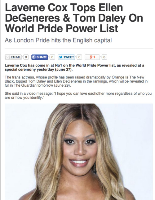 teacupnosaucer: fuckyeahlavernecox: x All hail the queen of LGBT