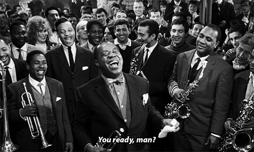 themaninthegreenshirt:  Louis Armstrong challenges Sidney Poitier and Paul Newman in Paris Blues (1961) 