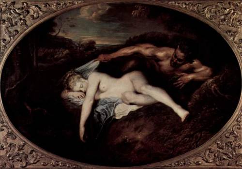 artist-watteau:Nymph and Satyr, or Jupiter and Antiope, 1715, Jean-Antoine WatteauMedium: oil,canvas