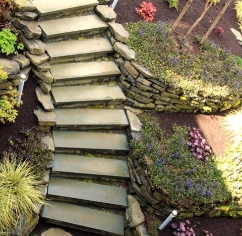 An Example Of A Mid-sized Contemporary Full Sun Courtyard Stone Landscaping.This Is An Illustration Of