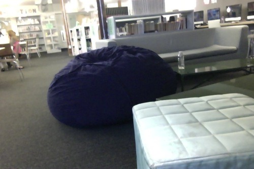 basedkuroko:  my friend is hiding under this bean bag in the library so he doesnt