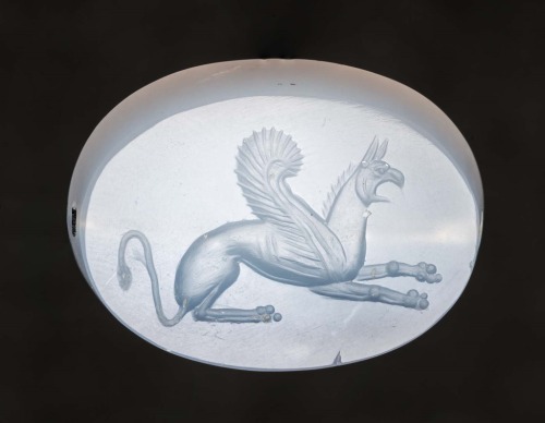 electronicgallery:Ancient carved gems1. Aquamarine oval gem with Kassandra kneeling at the Palladion
