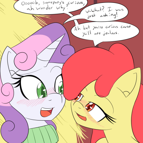 pervertedcmc:  Scootaloo’s thoughts in the last panel: Well, this was unexpected…and yet strangely arousing. OH GOD! AM I LESBIAN TOO?!  X3! Awwye~