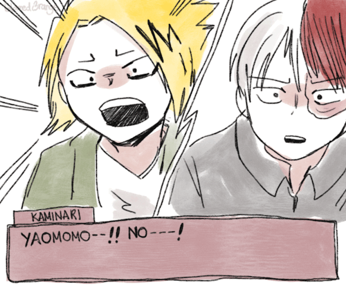 blamedorange:  Momo falls under the spell of the “Dating sim MC” quirk ……..[also kaminari is very horrified bc he definitely tried to pet his hair before….]Based from dating sim post and: