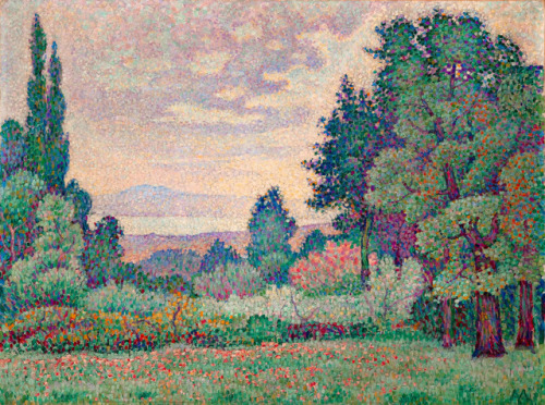 artist-metzinger:Paysage aux deux Cyprés, 1905, Jean Metzinger