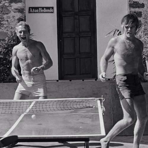 theunbuttonedlife:
“ via @manoftheworld Paul Newman and Robert Redford playing Ping Pong in Mexico. Photo: Lawrence Schiller
”