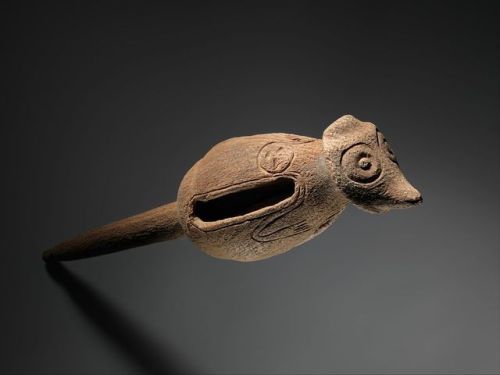 Taíno rattle (900 – 1550, Dominican Republic). Made of wood and shaped like a rodent, this rattle is