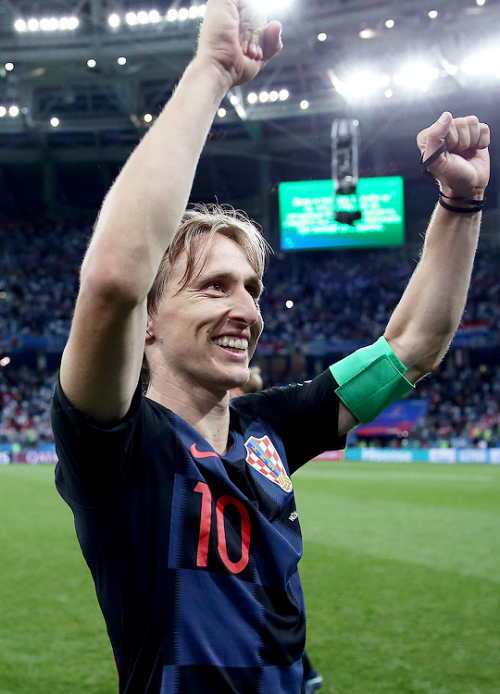 madridistaforever: World Cup: Luka Modrić celebrates the 3-0 victory vs Argentina | June 21, 2018