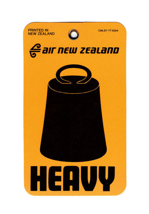 Weight Tag Heavy, Air New Zealand, 1970s. Via sheaff