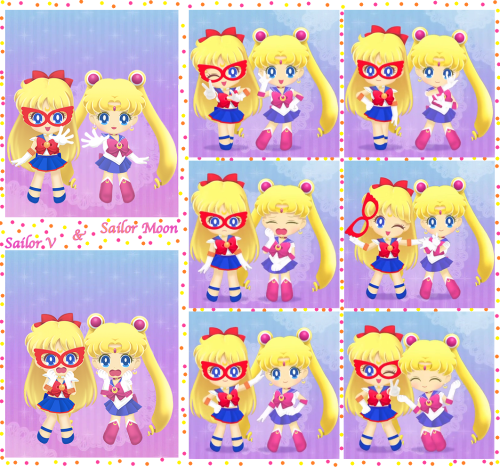 sailormoondropscharas:Sailor V & Sailor Moon