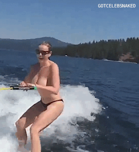 : Chelsea Handler - Waterskiing Topless. (07/04/15)