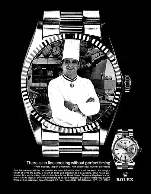 Vintage Rolex ad featuring the king of cuisine - Paul Bocuse. / Bönan