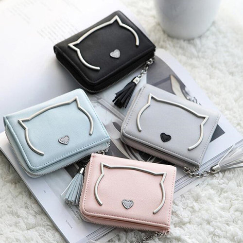 tobious:Cartoon Cat Small Wallet   ∟  discount code “ Joanna15” 