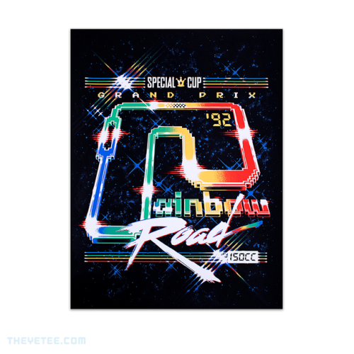 My new store at The Yetee is now open! Featuring an 18″ X 24″ screen print of ‘Rainbow Road’, a Rain